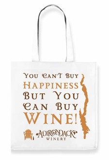 6 Bottle Wine Tote - Can't Buy Happiness - WHITE 1