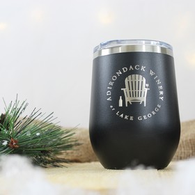 Black Adirondack Winery Logo Stainless Steel Sippy Cup