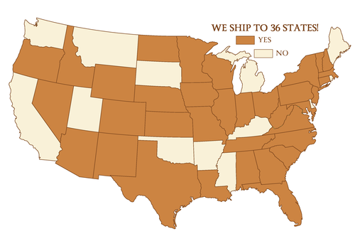 Adirondack Winery Shipping States Map
