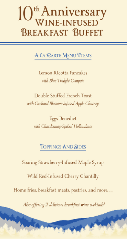 10th Anniversary Wine-Infused Breakfast Buffet Menu