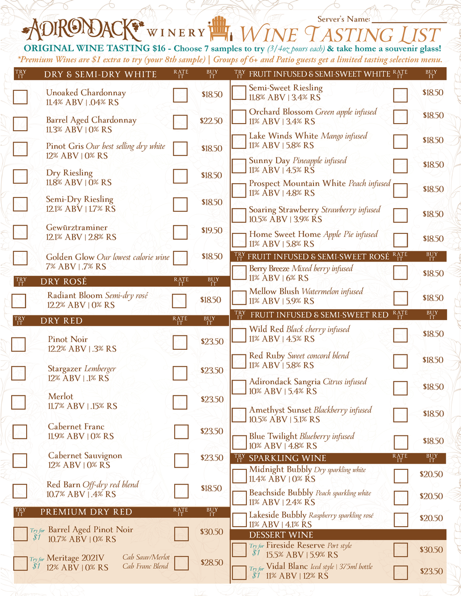 Lake George Tasting Menu