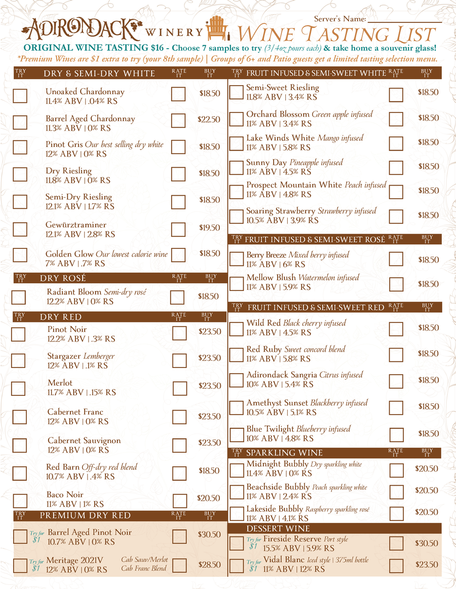 Lake George Tasting Menu