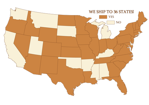 Adirondack Winery Shipping States Map