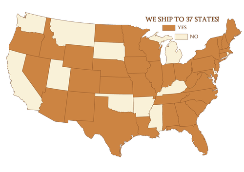 Adirondack Winery Shipping States Map