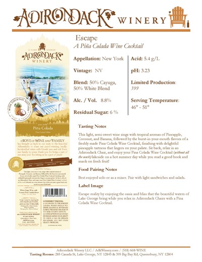 Escape Wine Info Sheet