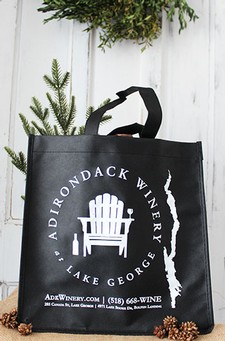 Black 6 Bottle Wine Tote Bag - Logo w/ Lake 1