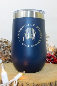 16oz. ADK Winery Logo Stainless Steel Wine Tumbler Sippy Cup- Navy