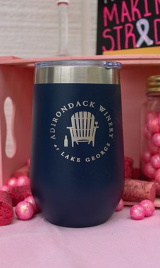 16oz. ADK Winery Logo Stainless Steel Wine Tumbler Sippy Cup- Navy 1
