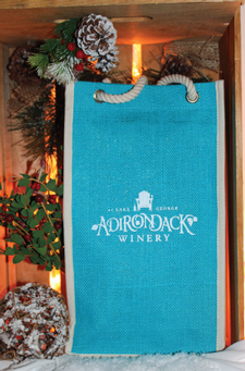 Logo Sacco Vino Teal Double Bottle Burlap Bag