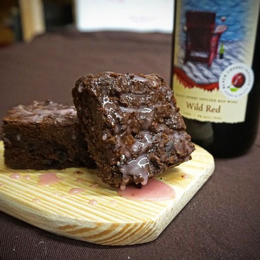 Chocolate Cherry Brownies with Wild Red Glaze