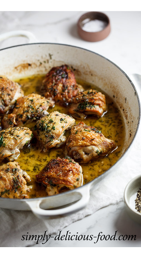 Braised Chicken Thighs with Herbs and Gewurztraminer