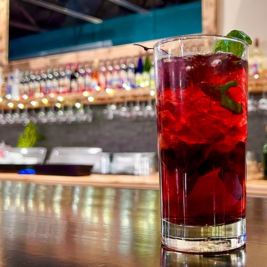Cherry Basil Smash cocktail