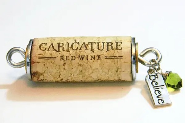 Wine cork keychain