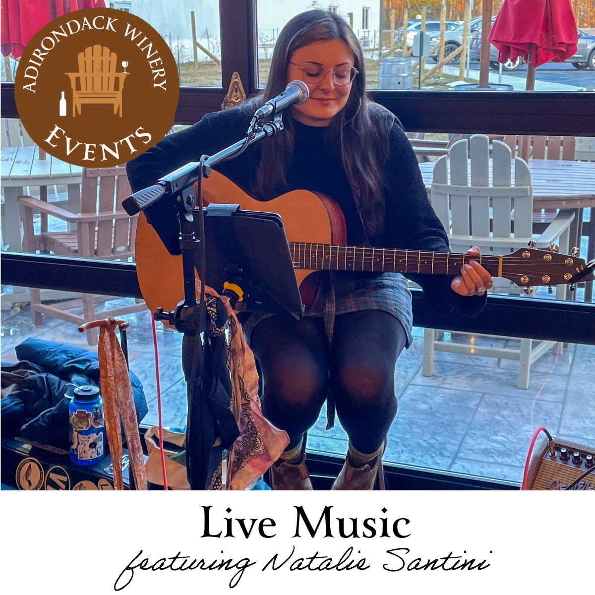 Natalie Santini playing Guitar at Adirondack Winery